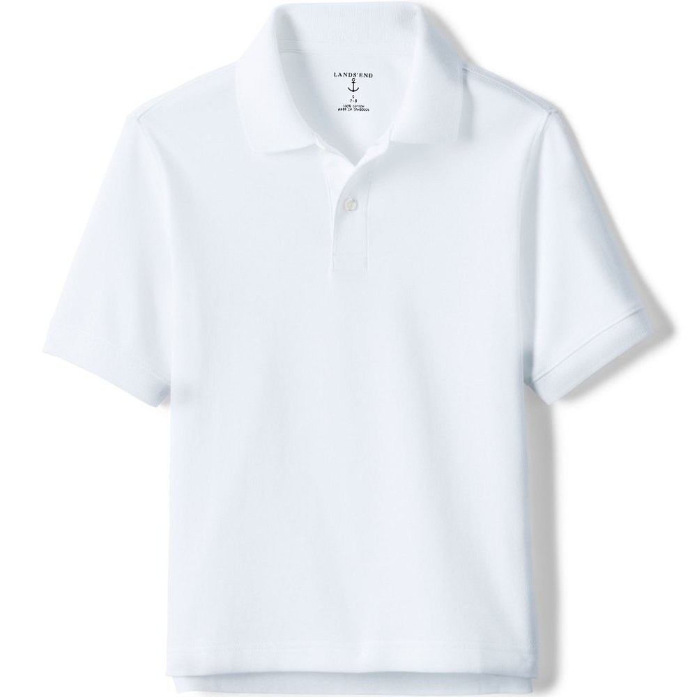Lands' End Little Kids White SS Co-ed Interlock Polo Shirt / Size S (4)
